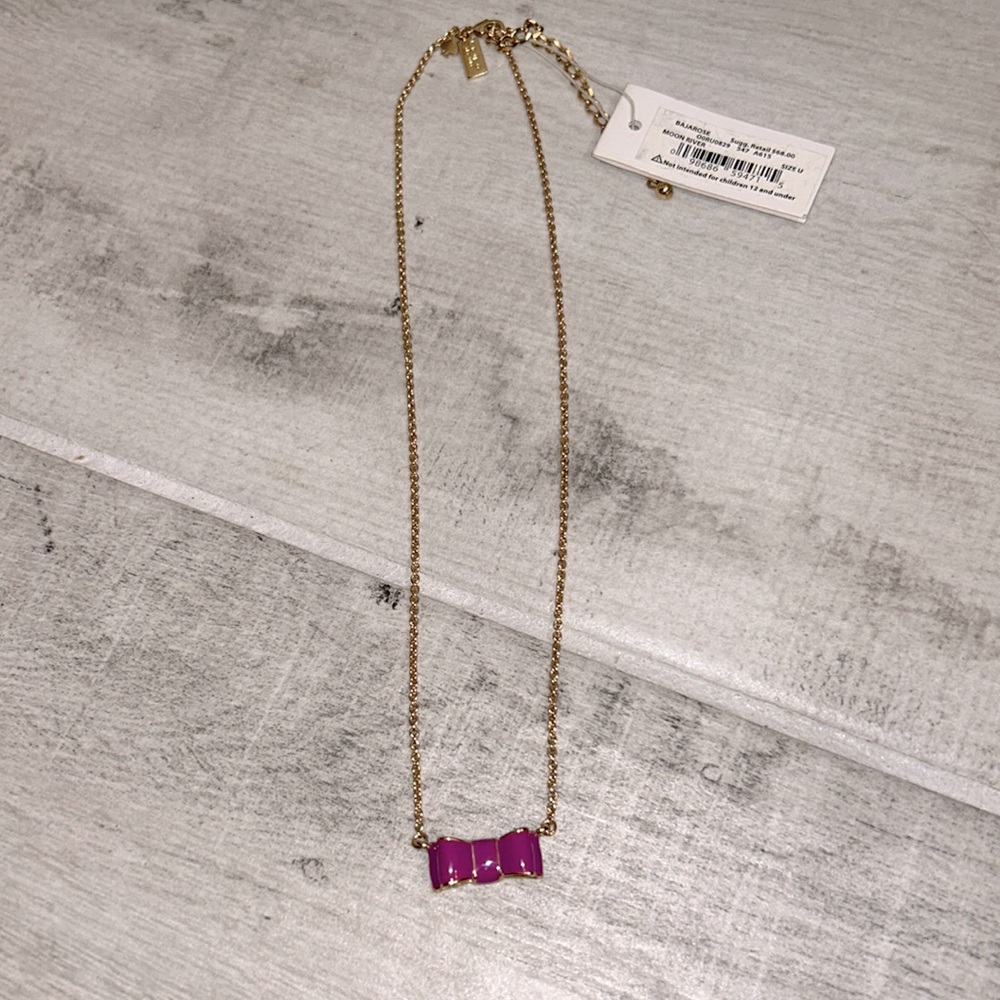 Kate Spade Purple Bowtie Gold Tone Necklace NWT